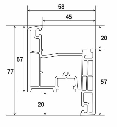 Профиль NOVOLINE/ORAS COMFORT 58-4К, створка, 6.5 м